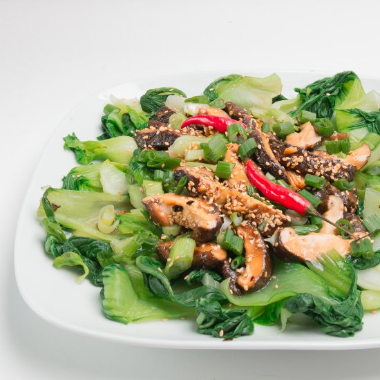 Glazed Shiitakes With Bok Choy