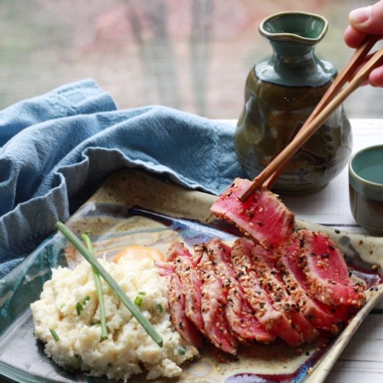 Sesame Seared Tuna with Cauli Mash