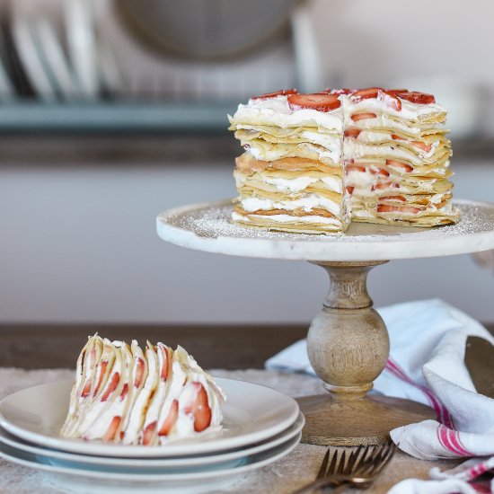 Strawberry & Cream Crepe Cake