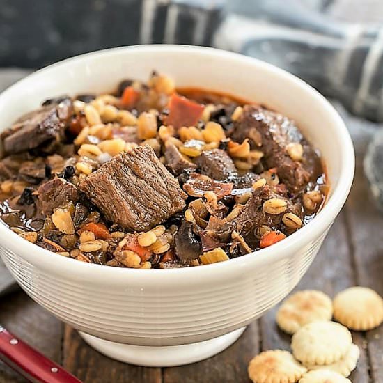 Beef Mushroom Soup with Barley