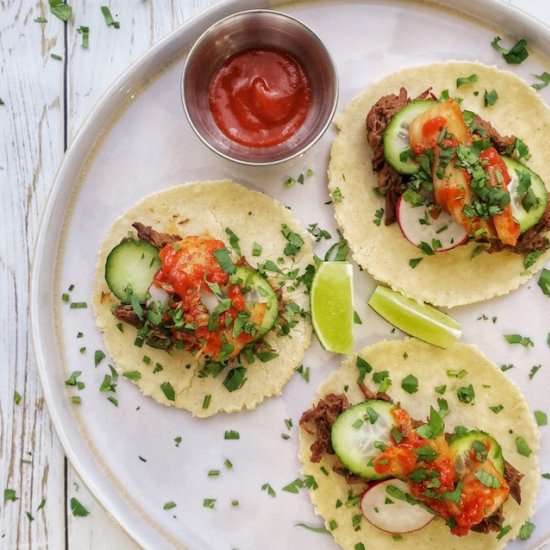 Gochujang Braised Beef Tacos