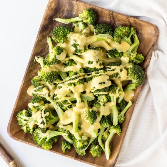 broccoli with vegan cheese sauce