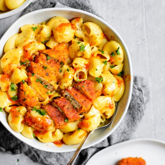 Vegan Buffalo Wing Mac and Cheese