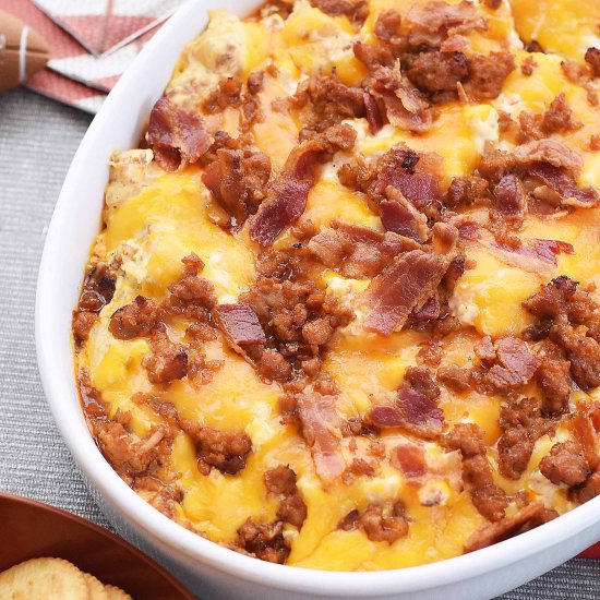 Spicy Sausage Dip w/ Bacon & Cheese