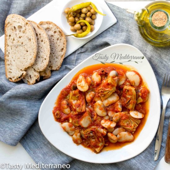 White beans with artichoke & tomato