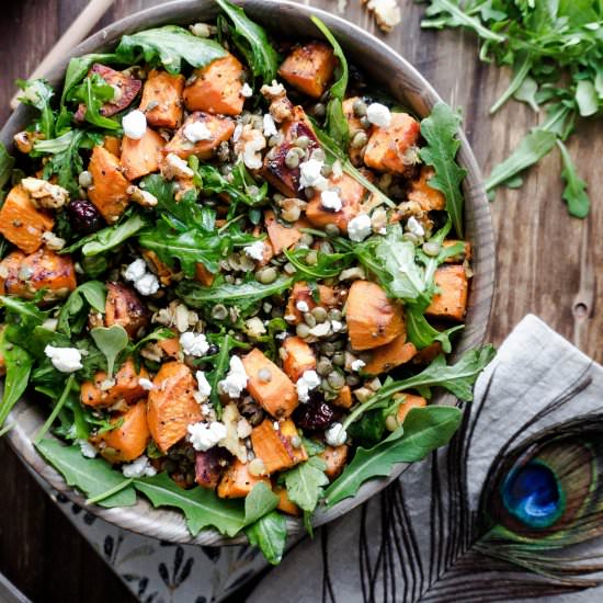 Arugula Sweet Potato Lentil Salad