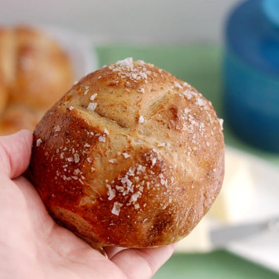 Malt & Rye Pretzel Rolls