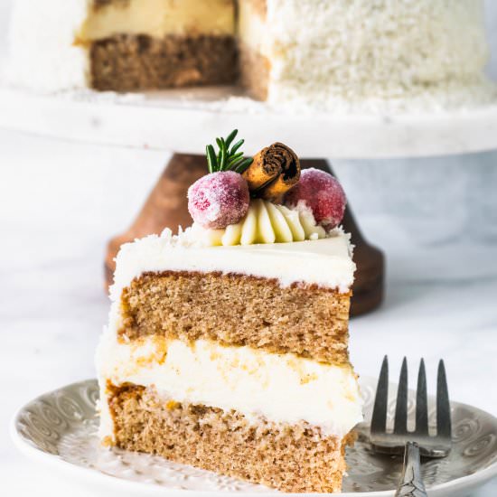 Eggnog cake with mousse filling