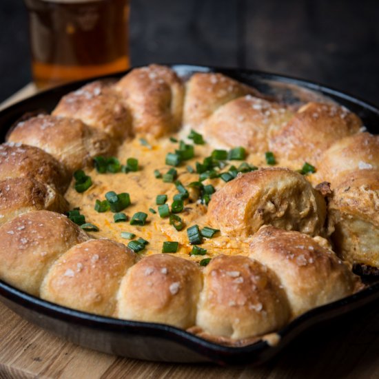 Skillet Chorizo Beer Cheese Dip