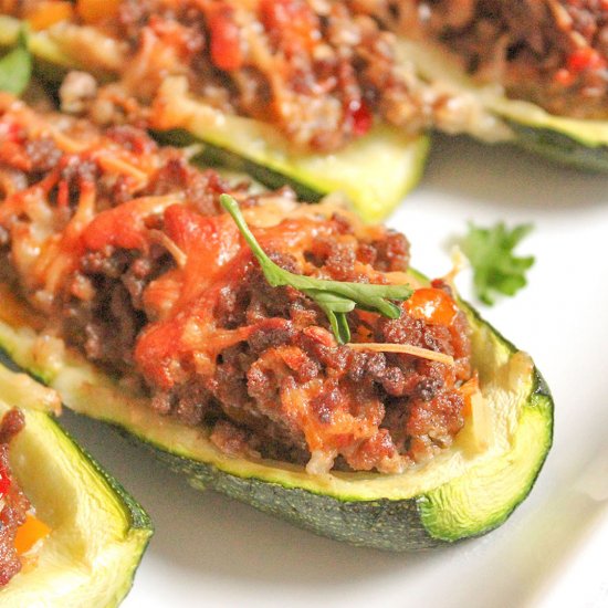 Sweet Pepper Turkey Zucchini Boats