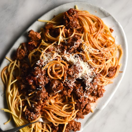 Vegan FODMAP friendly bolognese