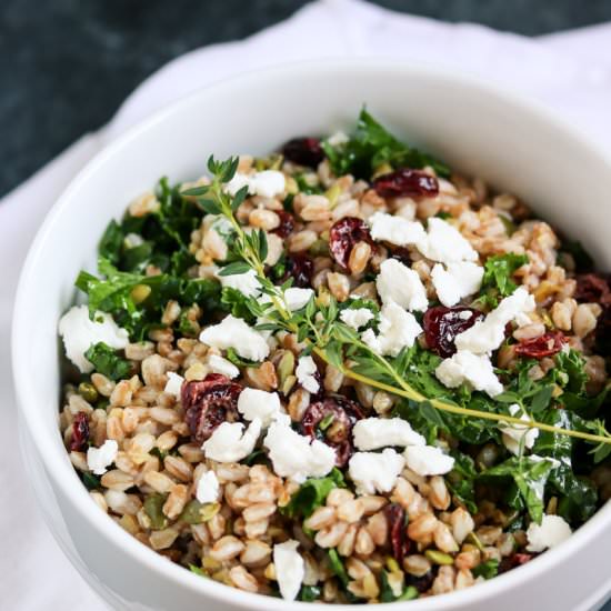 Healthy Farro Salad with Kale