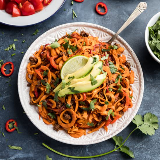 Enchilada Beef Sweet Potato Noodles