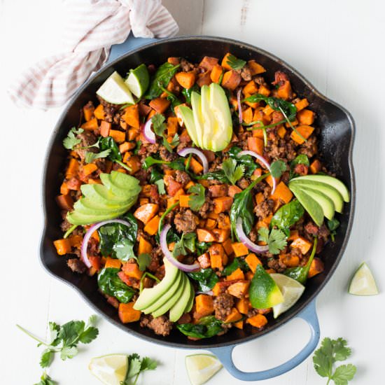 Southwest Beef Sweet Potato Skillet