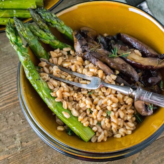 Roasted Mushroom Asparagus Farro