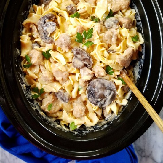 Slow Cooker Lean Pork Stroganoff