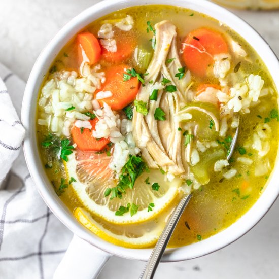 Chicken Lemon Rice Soup