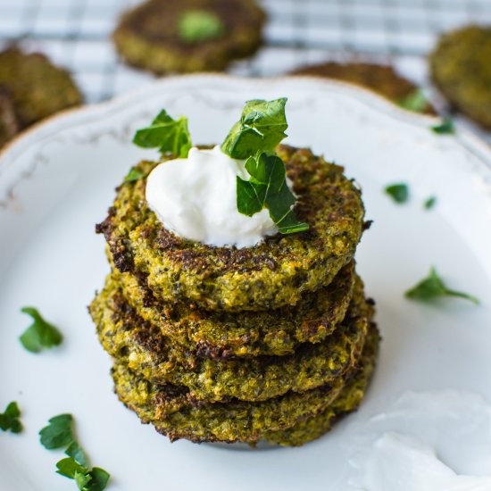 Baked Broccoli and Spinach Fritters