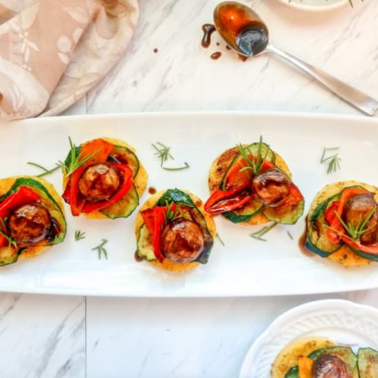 Grilled Polenta and Veggie Stacks