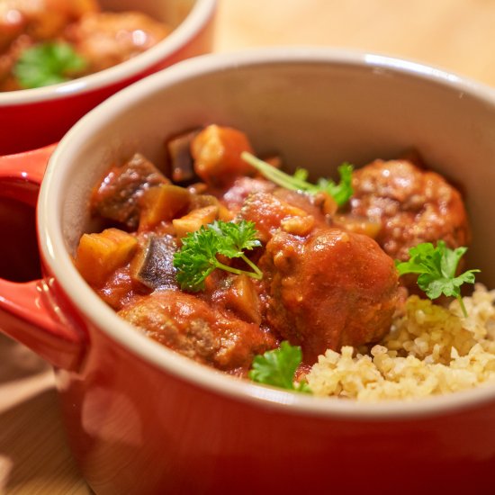 Moroccan Meatballs with Aubergine