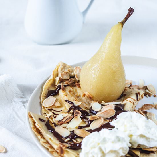 Pear and Chocolate Crepes