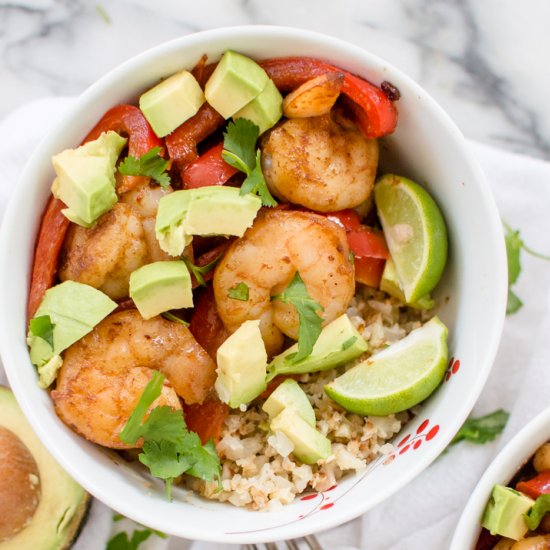 Veggie-Loaded Shrimp Taco Bowls