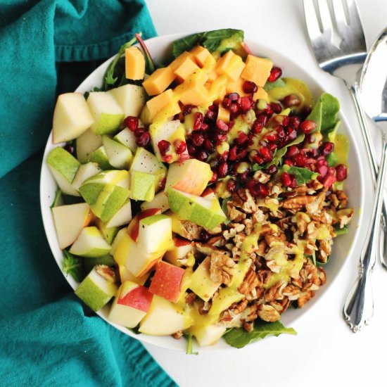 Pear and apple spinach salad