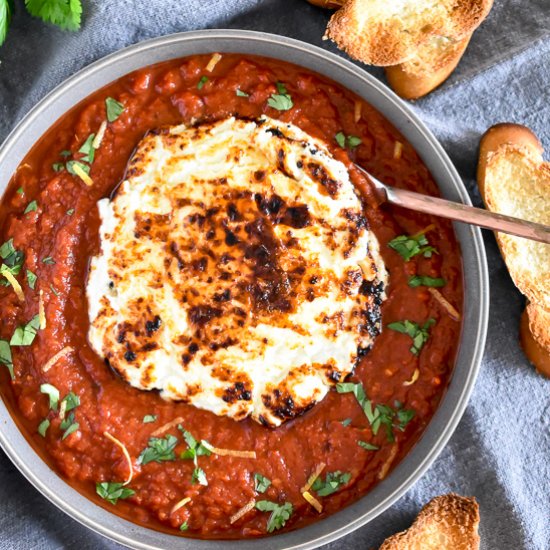 Baked Goat Cheese in Tomato Sauce