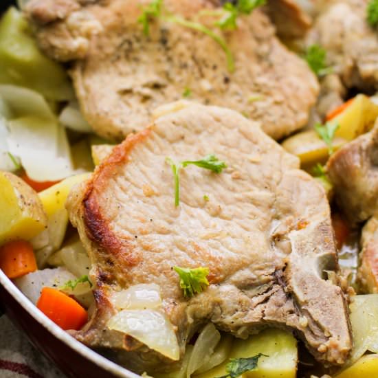 One Pot Pork Chops and Vegetables