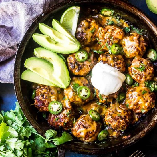 Keto Enchilada Meatball Skillet