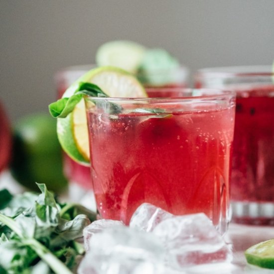 Pomegranate Lime Basil Mocktail