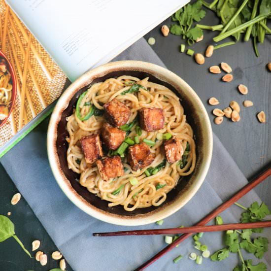 Fried Hoisin Tofu with Peanut Udon