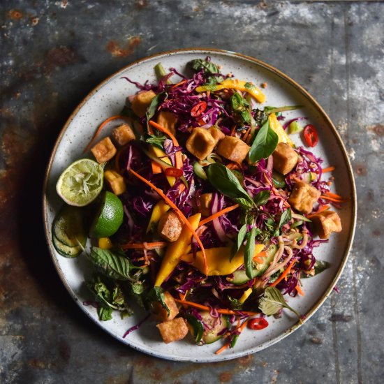 Vegan salt and pepper tofu coleslaw