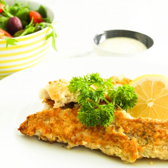 Keto Herb Crumbed Fish with Aioli