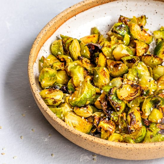 Miso Garlic Roasted Brussel Sprouts