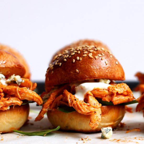 Shredded Buffalo Chicken Sliders