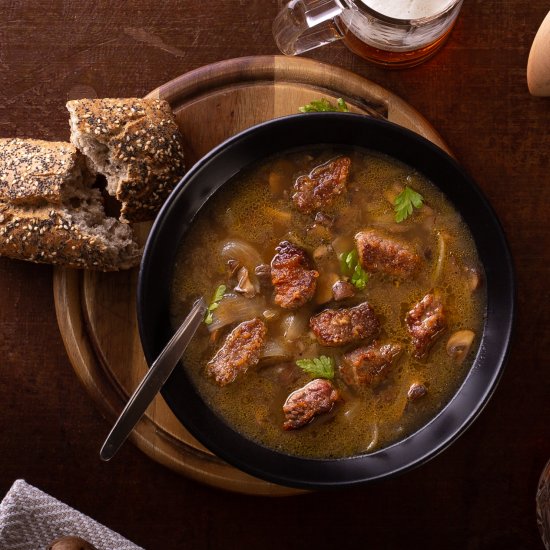 Pale ale beef soup