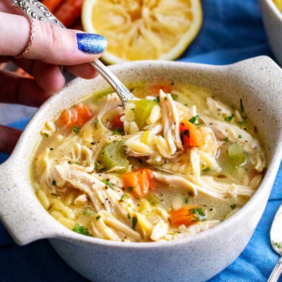 Lemon Chicken Orzo Soup