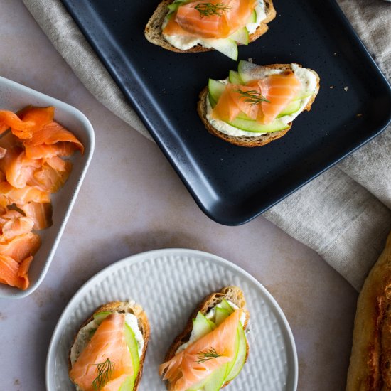 Smoked Alaskan Salmon Crostini