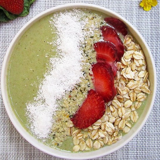 Kale Strawberry Green Smoothie Bowl