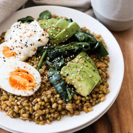 Cumin Spiced Farro Breakfast Bowl