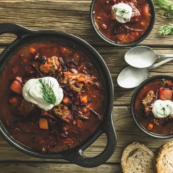 Hearty Rustic Beef Borscht