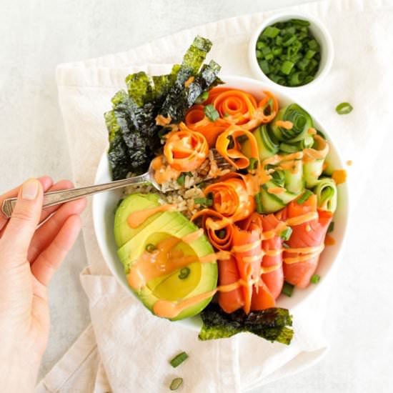 healthy smoked salmon sushi bowls