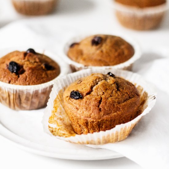 Vegan Carrot Raisin Bran Muffins