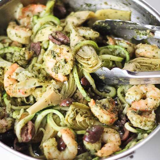 Zoodles with Pesto Shrimp