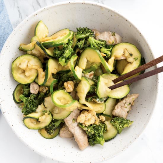 Thai Zoodles with Pork and Broccoli