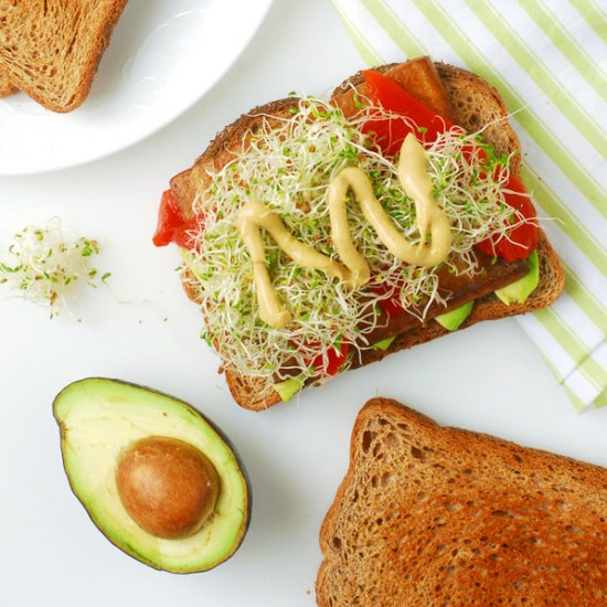 Smoked Tofu and Sprouts Sandwich