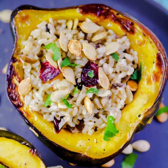 Acorn Squash Stuffed w/ Brown Rice