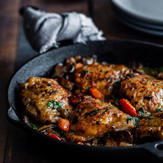 Quick One Pan Coq Au Vin Blanc