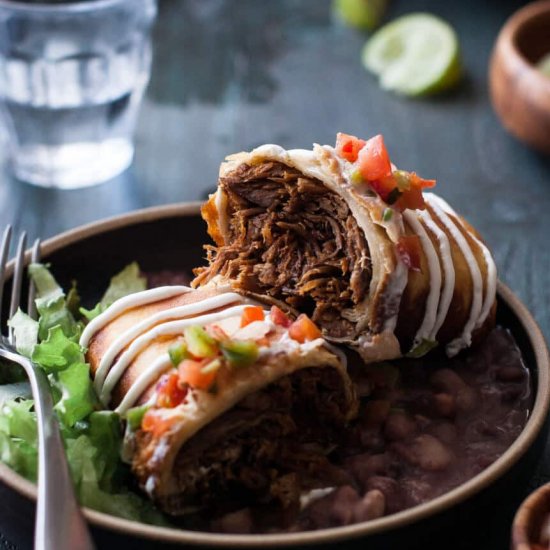 Crock Pot Shredded Beef Chimichanga